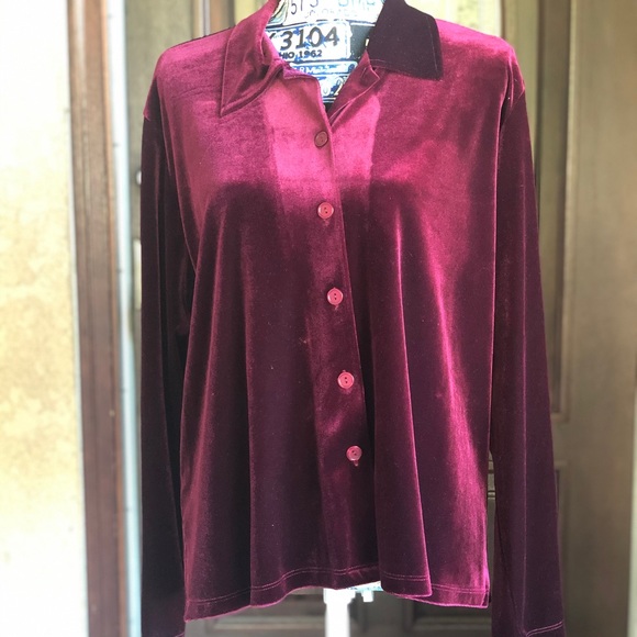Impressions Tops - Impression of CA  burgundy blouse